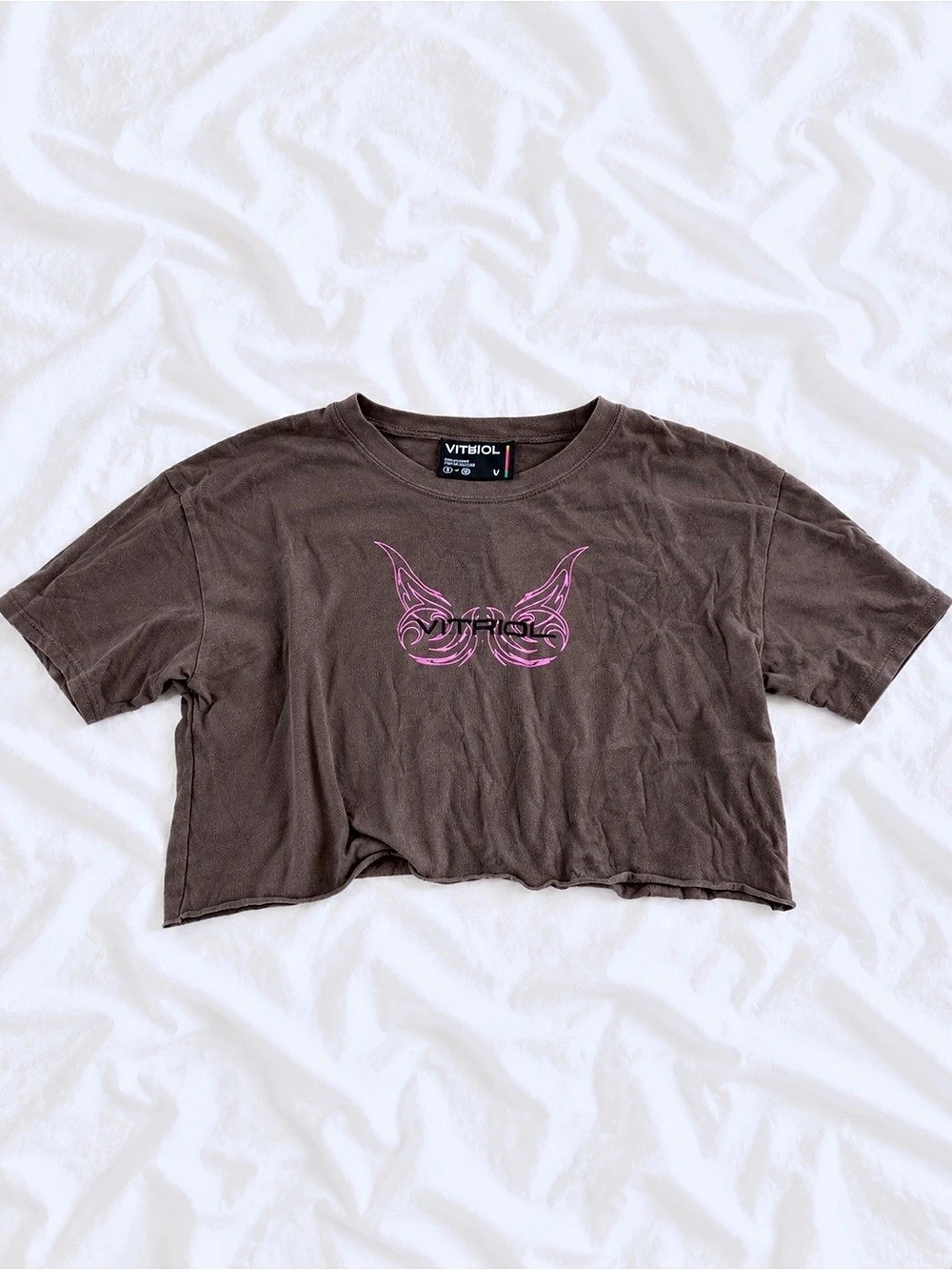 VITKIOL Graphic Crop Tee Brown Size Small